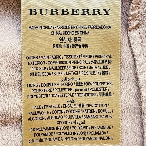 NWT $2,500 Burberry Silk Tan Long Sleeve Gown EU 36, US 02, Fits (2-4) 100 %Silk - Picture 9 of 17